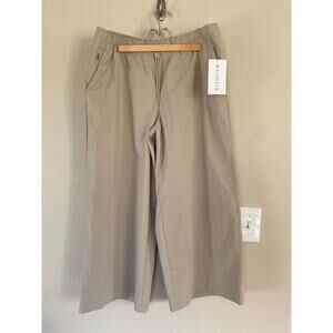 NWT Athleta Midday Crop Pant Poplin Wide Leg Pant Erca Large Tan Beige